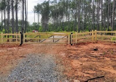 Photograph of Wood Fence with Gate in Pine Forest